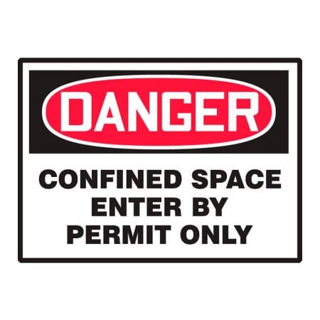 Accuform Danger Confined Space By Permit Only Label, Adhesive Vinyl, 5/Pack